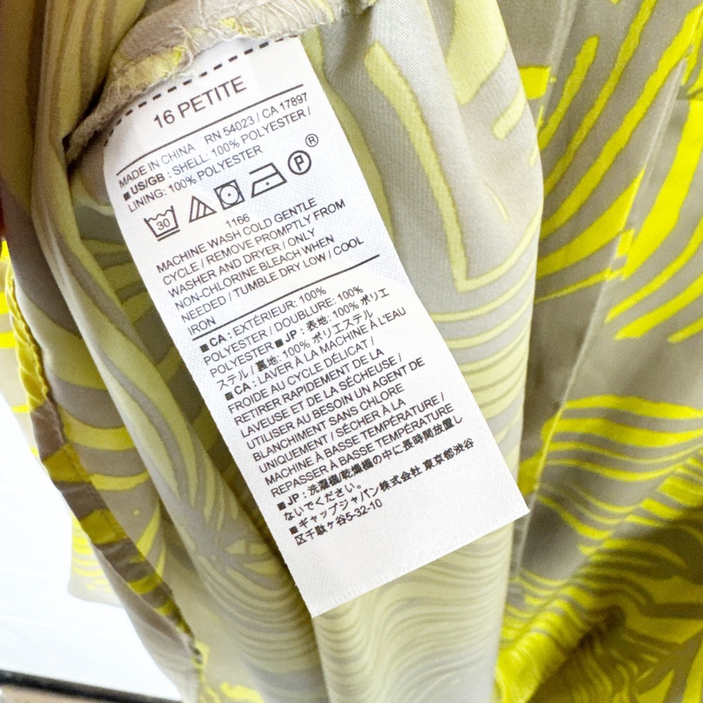Banana Republic Halter Maxi Dress Yellow‎ Palm Print Petite 16 - Picture 10 of 10